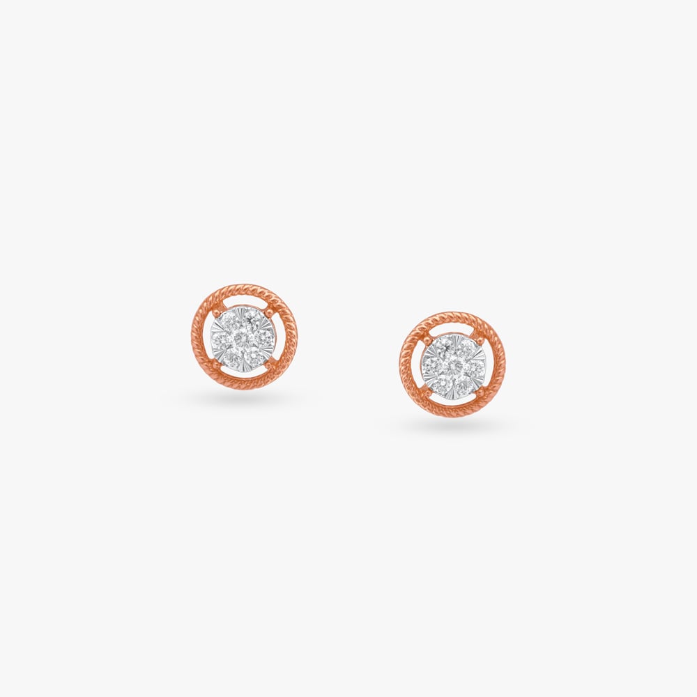 Twisted Halo Diamond Stud Earrings