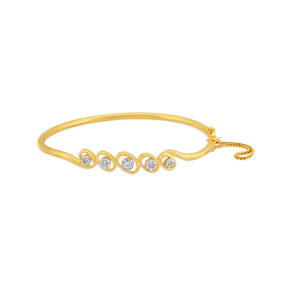 Geometric Gold and Diamond Bangle