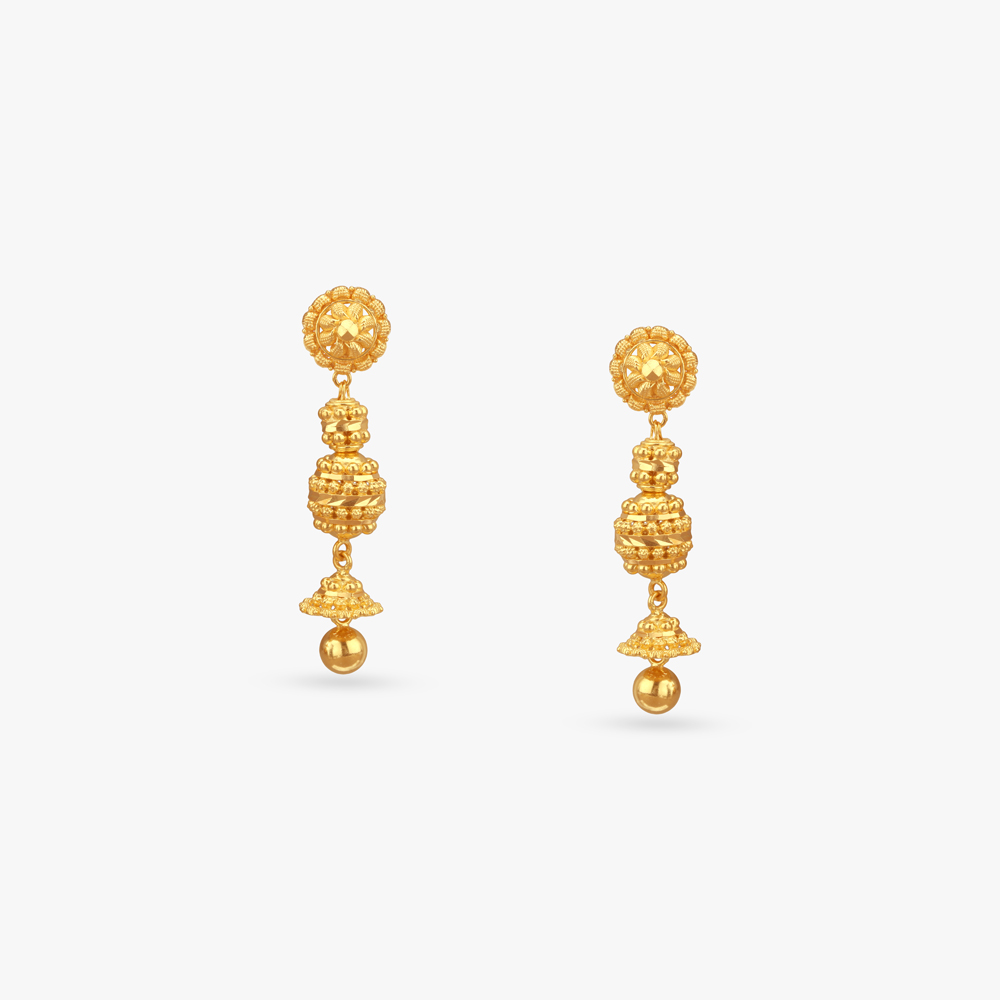 Royal Stack Gold Jhumka Earrings