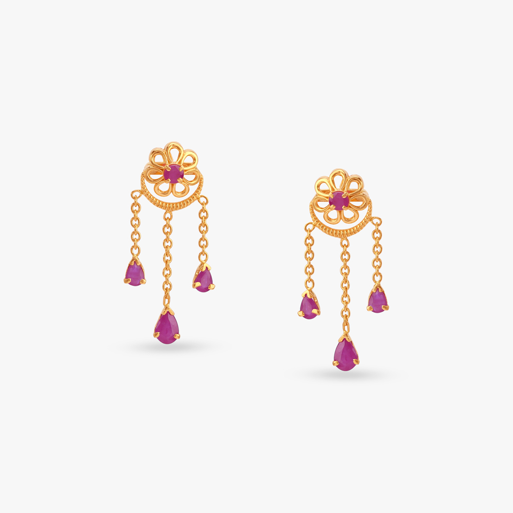 Ruby Drape Drop Earrings