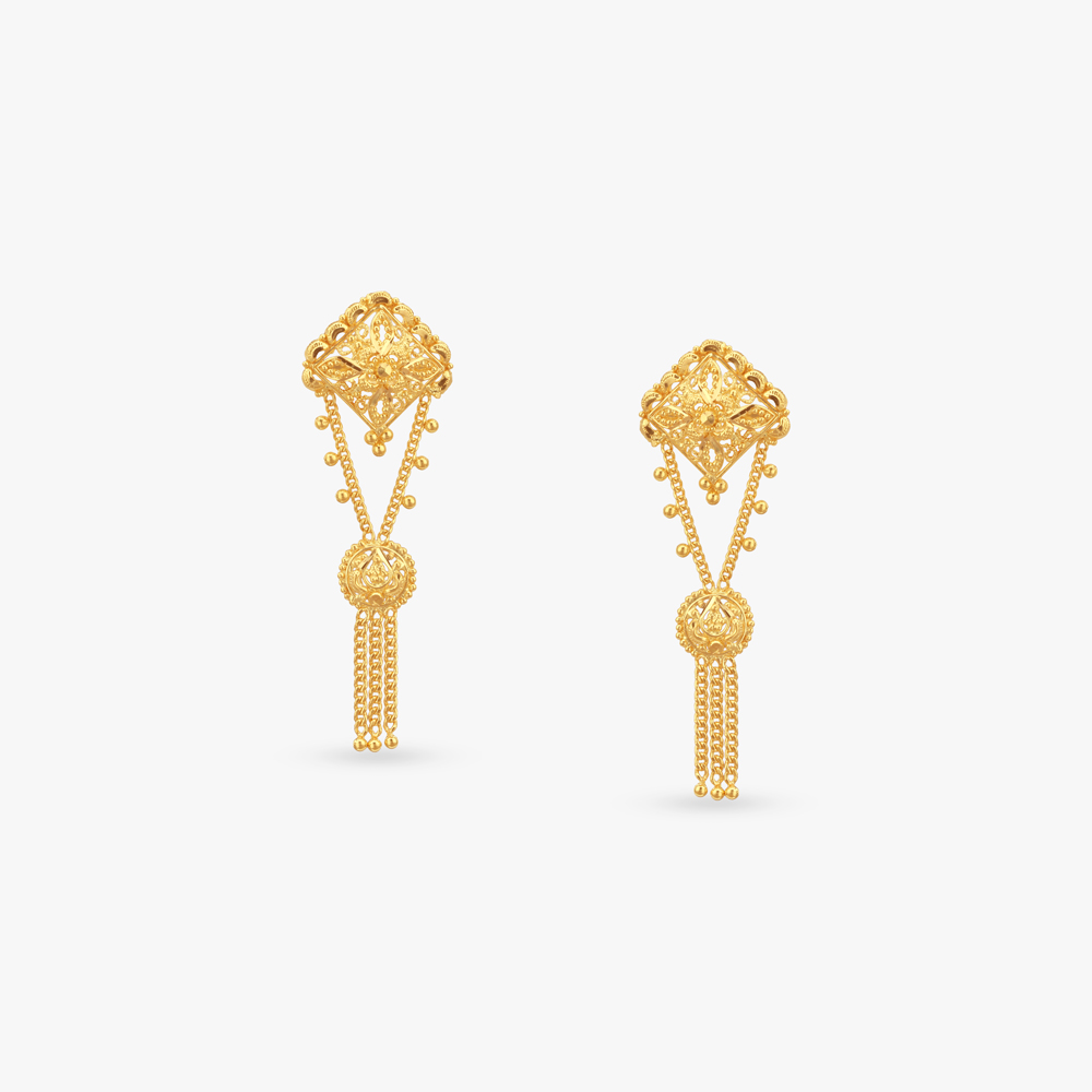 Twin Trails Gold Drop Earrings