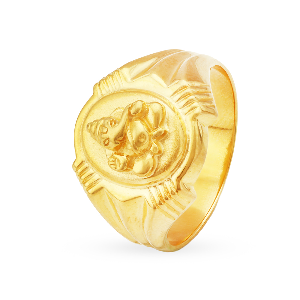 Textured Lord Ganesha Mens Finger Ring