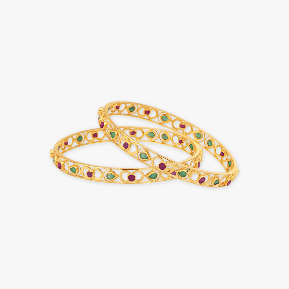 Raindrop Gold Bangles
