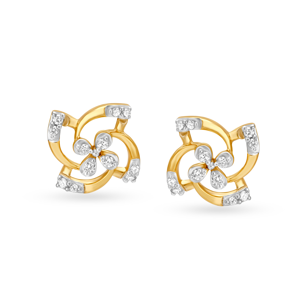

Winsome Floral Diamond Stud Earrings