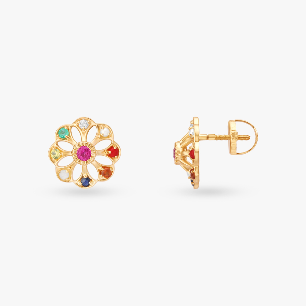 

Medley Navaratna Diamond Stud Earrings