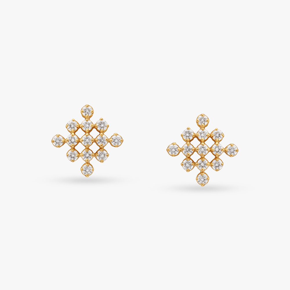 Geometric Luxury Diamond Stud Earrings