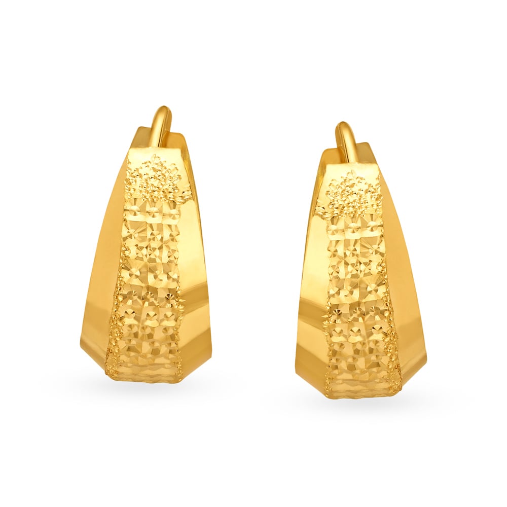 Timeless 22 Karat Yellow Gold Textured Hoop Earrings