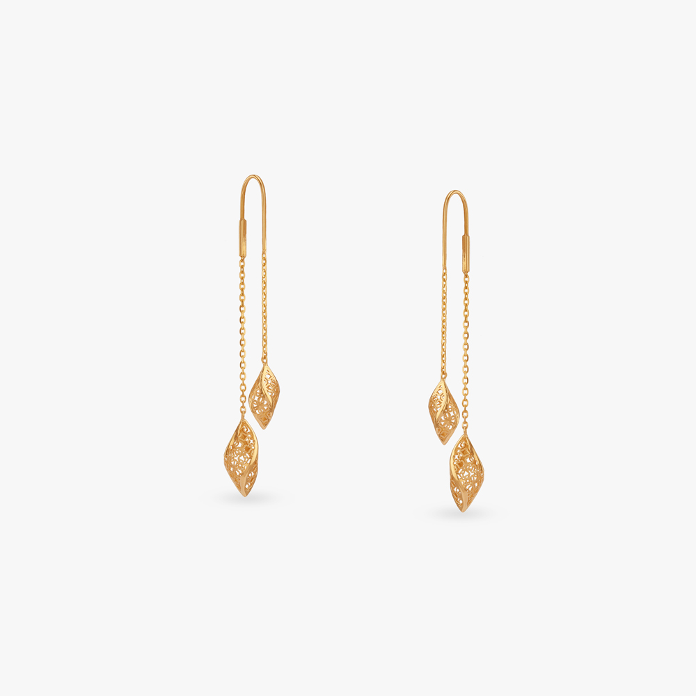 Lustrous Twist Gold Drop Earrings