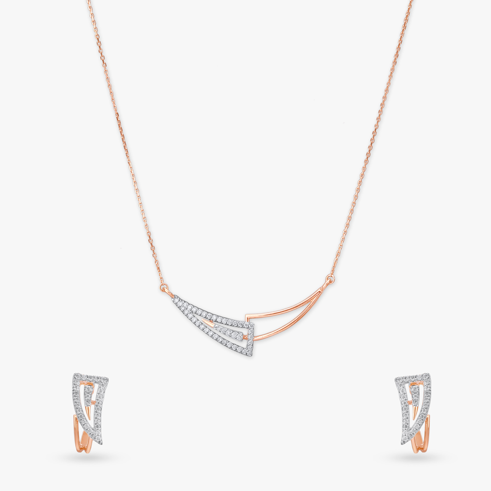 Sculpted Edge Diamond Necklace Set