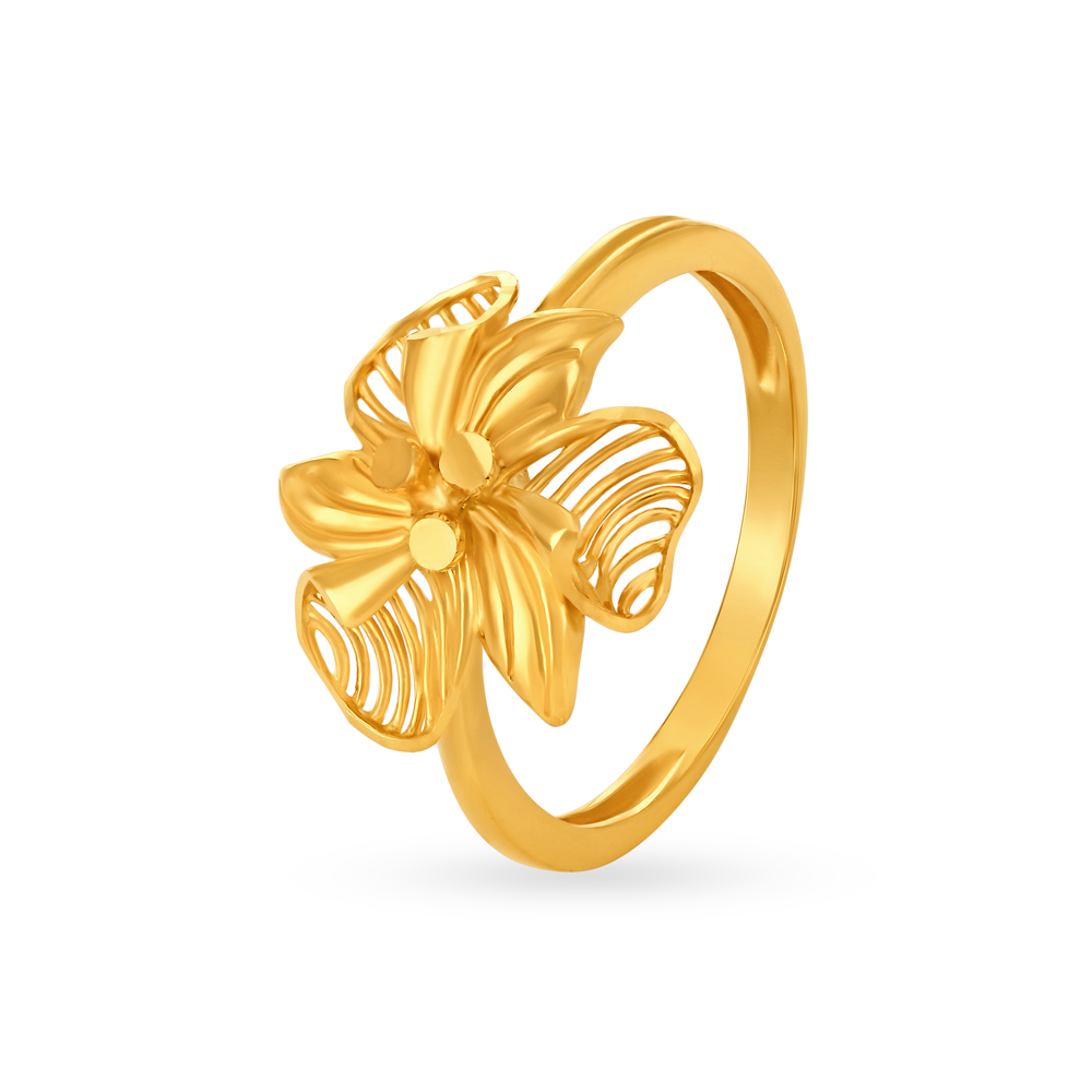 Surreal 22 Karat Yellow Gold Floral Statement Ring