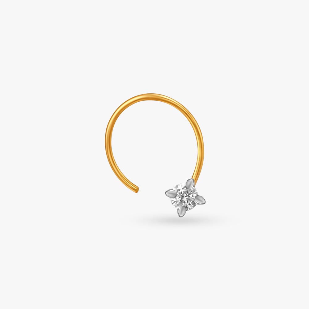 Vibrant Gold and Diamond Nose Pin