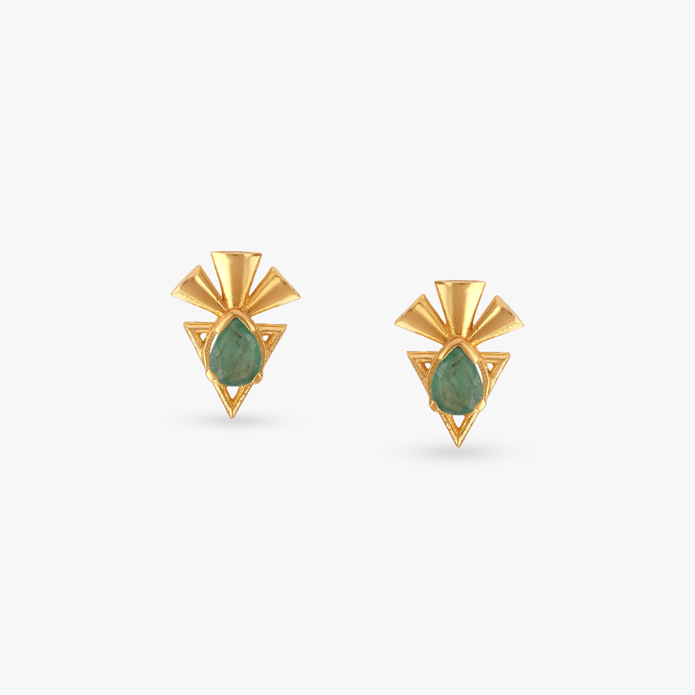 Edgy Radiant Emerald Stud Earrings