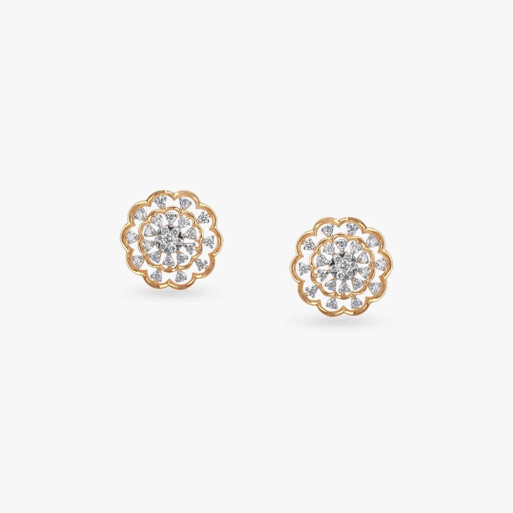 Luxurious Petals Diamond Stud Earrings