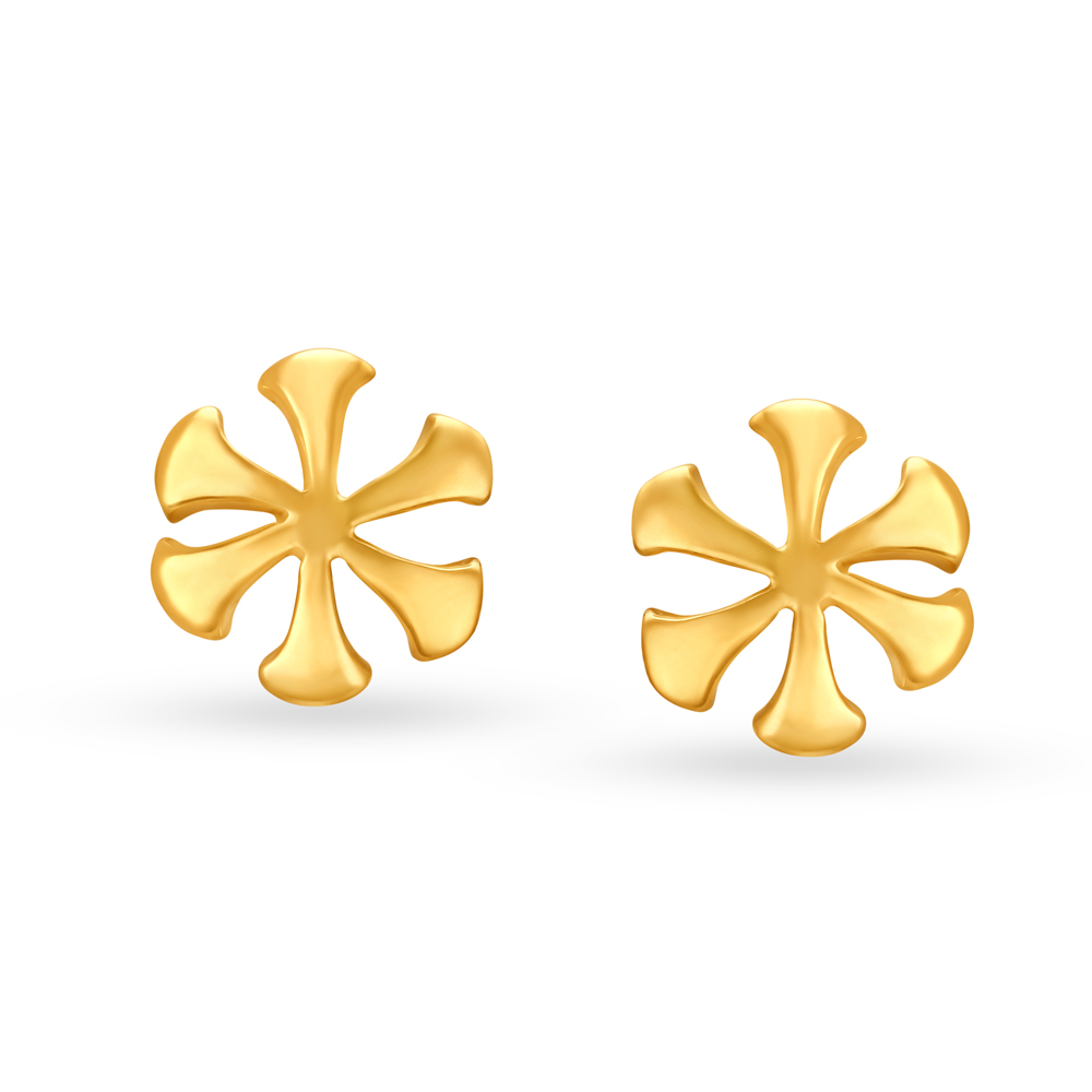Understated 22 Karat Yellow Gold Floral Studs