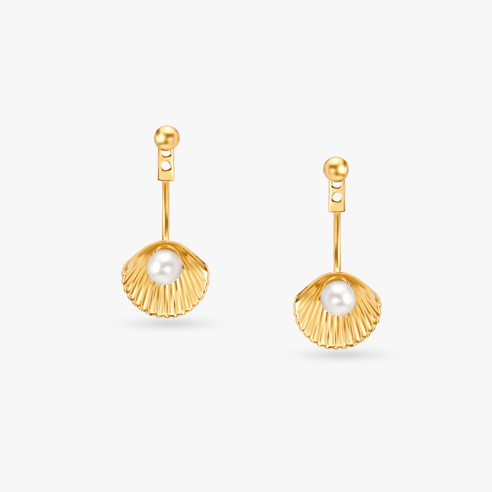 Seashell Pearl Drop Earrings