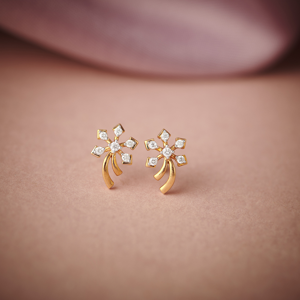 Delicate Flowers Diamond Stud Earrings