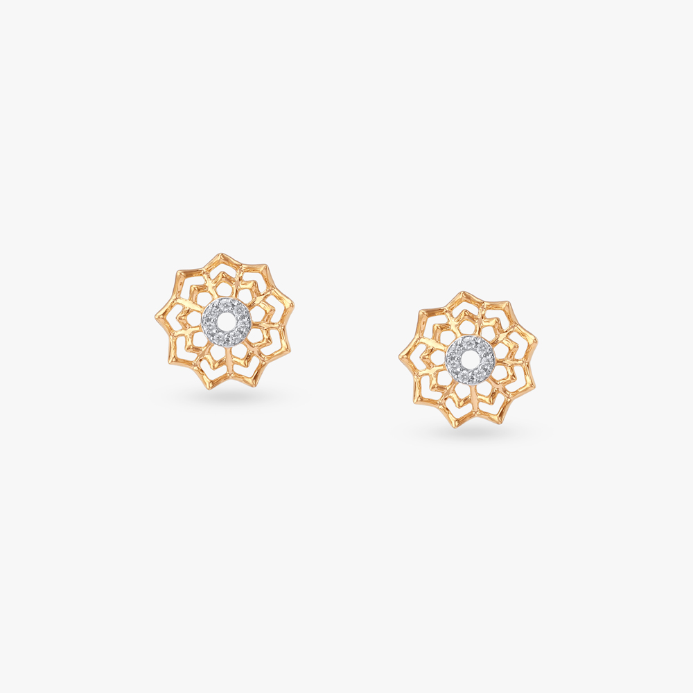 Mandala Bloom Diamond Stud Earrings