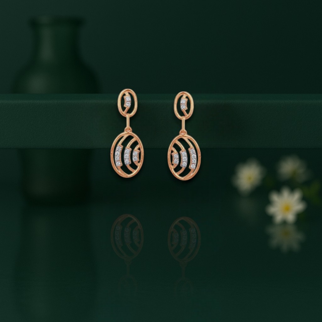Wave Orbit Diamond Drop Earrings