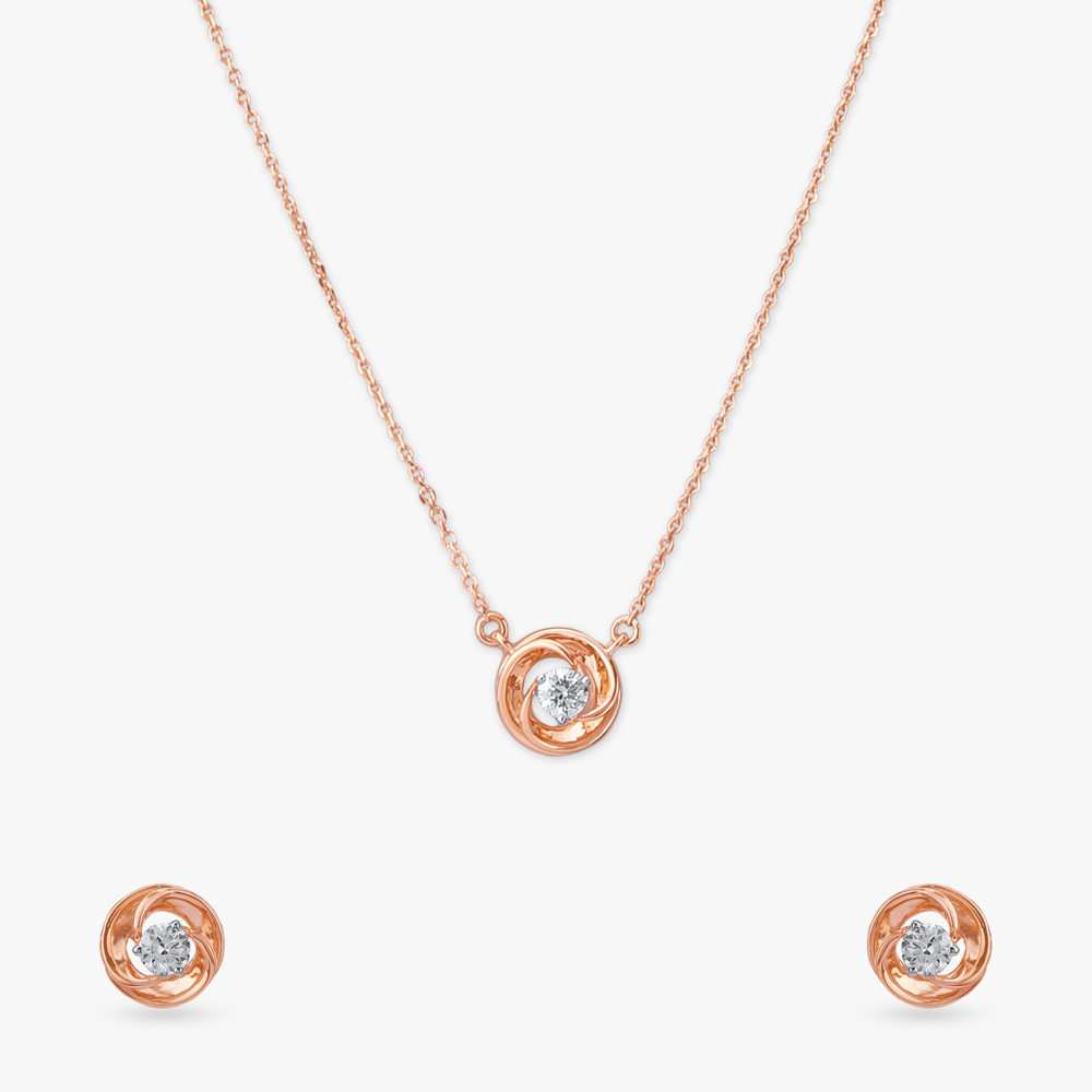 Celeste Swirl Diamond Pendant with Chain and Earrings Set