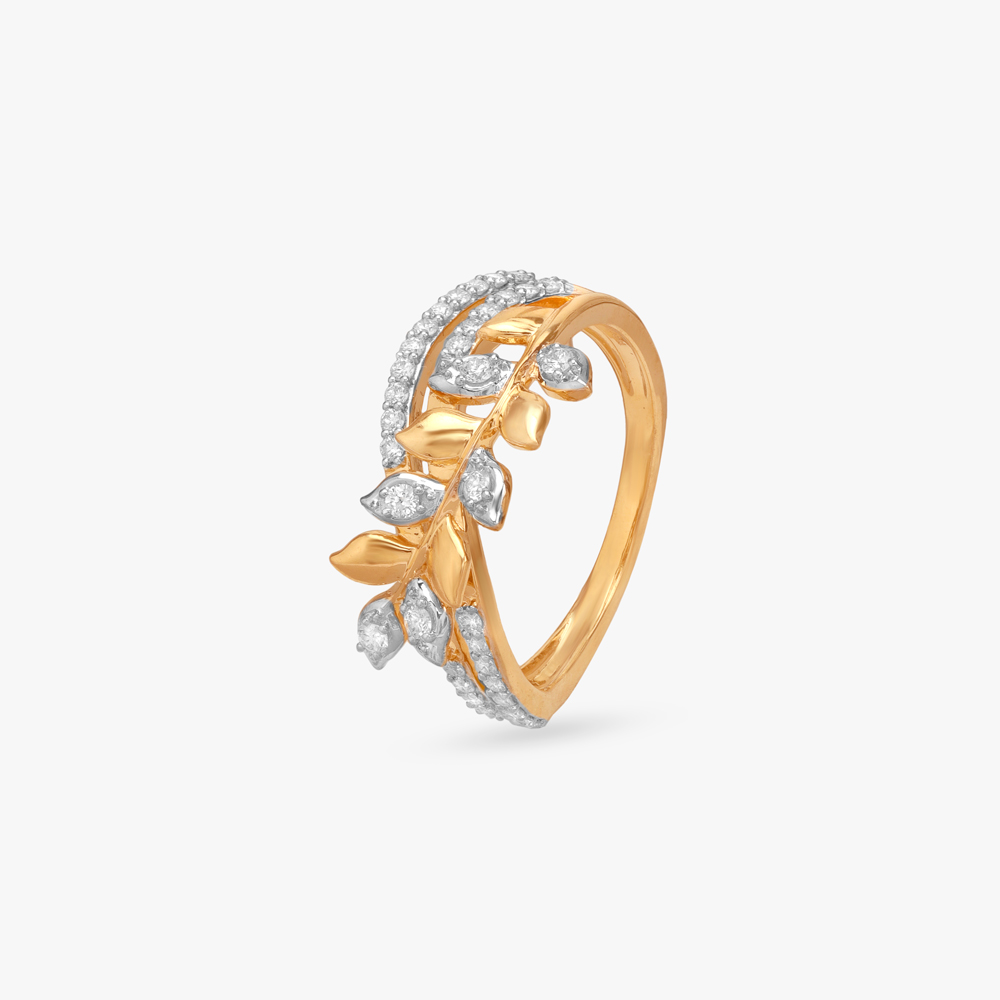 Elegant Leaf Diamond Finger Ring