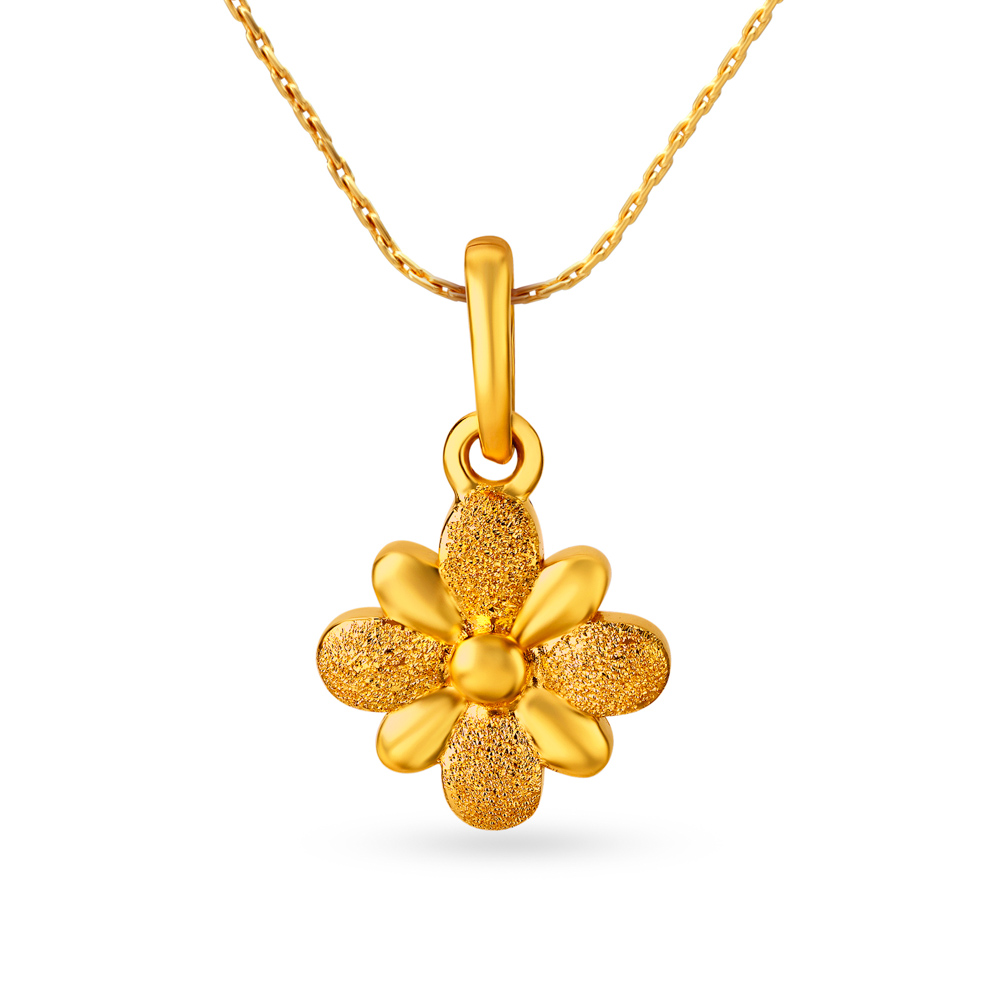 Charming 22 Karat Yellow Gold Flower Pendant