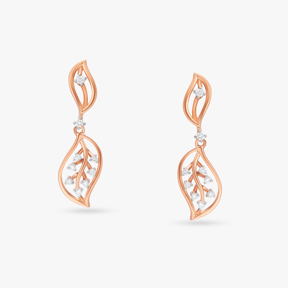 Leafy Diamond Drop Earrings