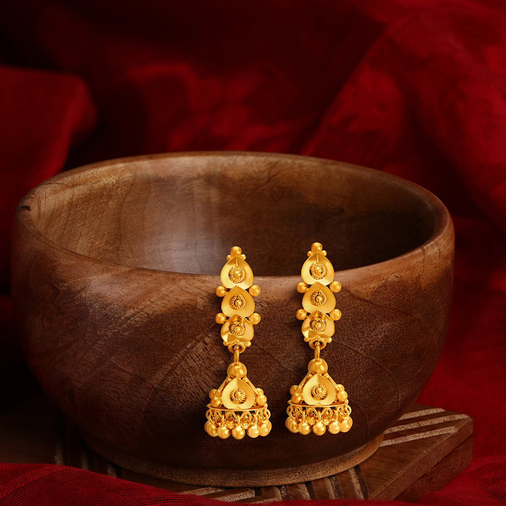

Captivating Yellow Gold Jhumki Earrings