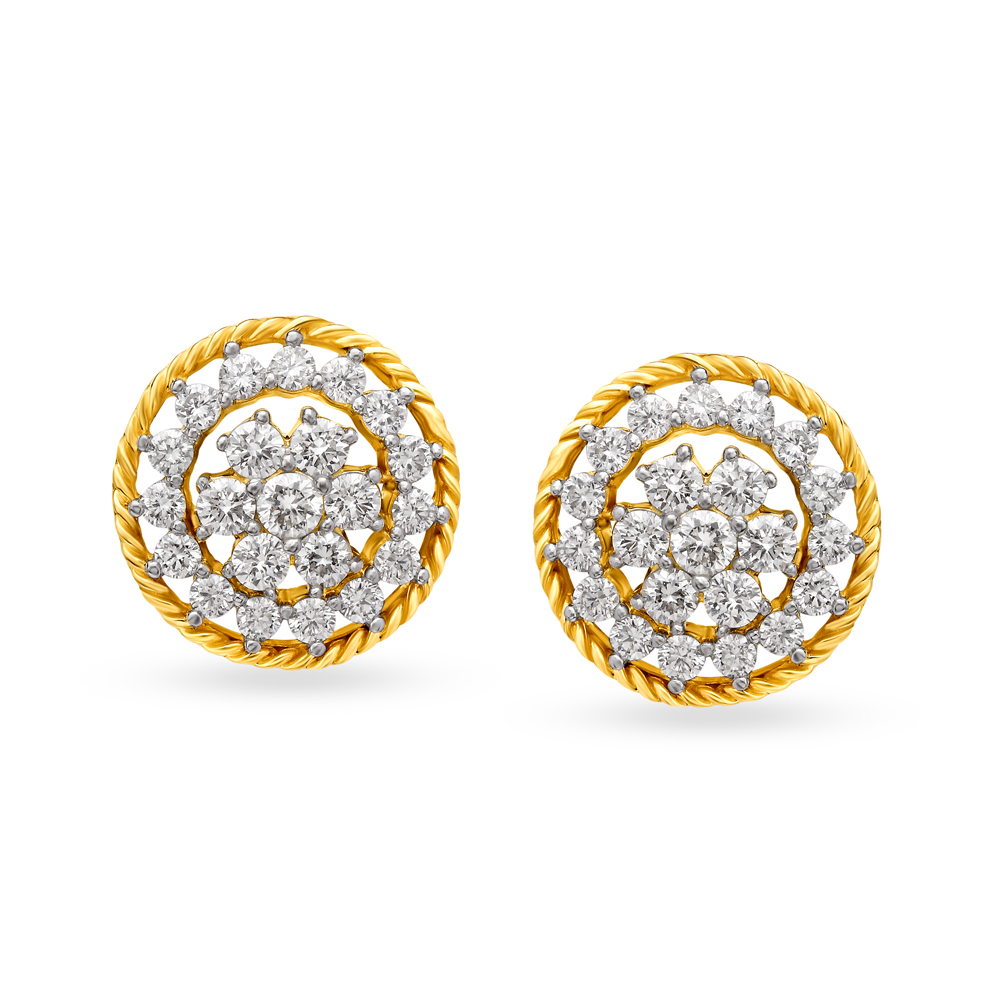 Edgy Grand Gold and Diamond Stud Earrings
