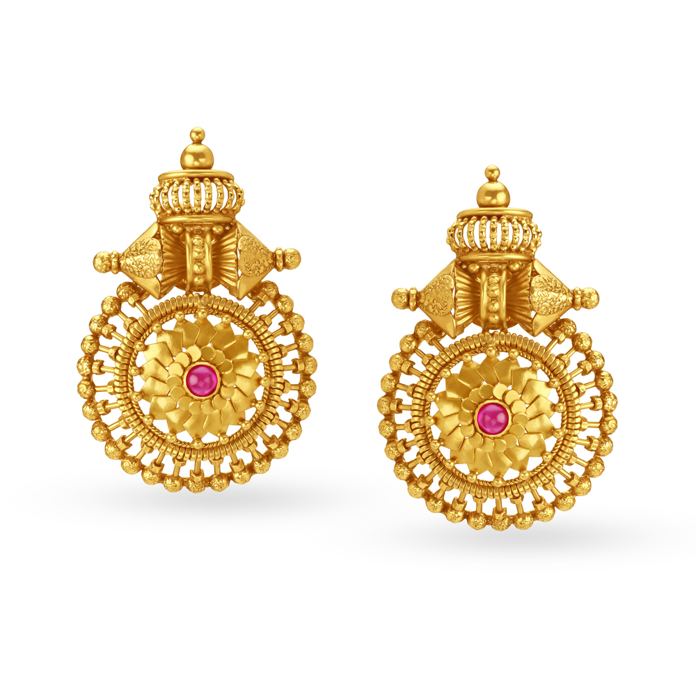 Artistic Gold and coloured stone Stud Earrings