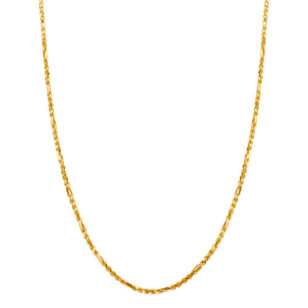 Arresting Yellow Gold Roped Figaro Chain