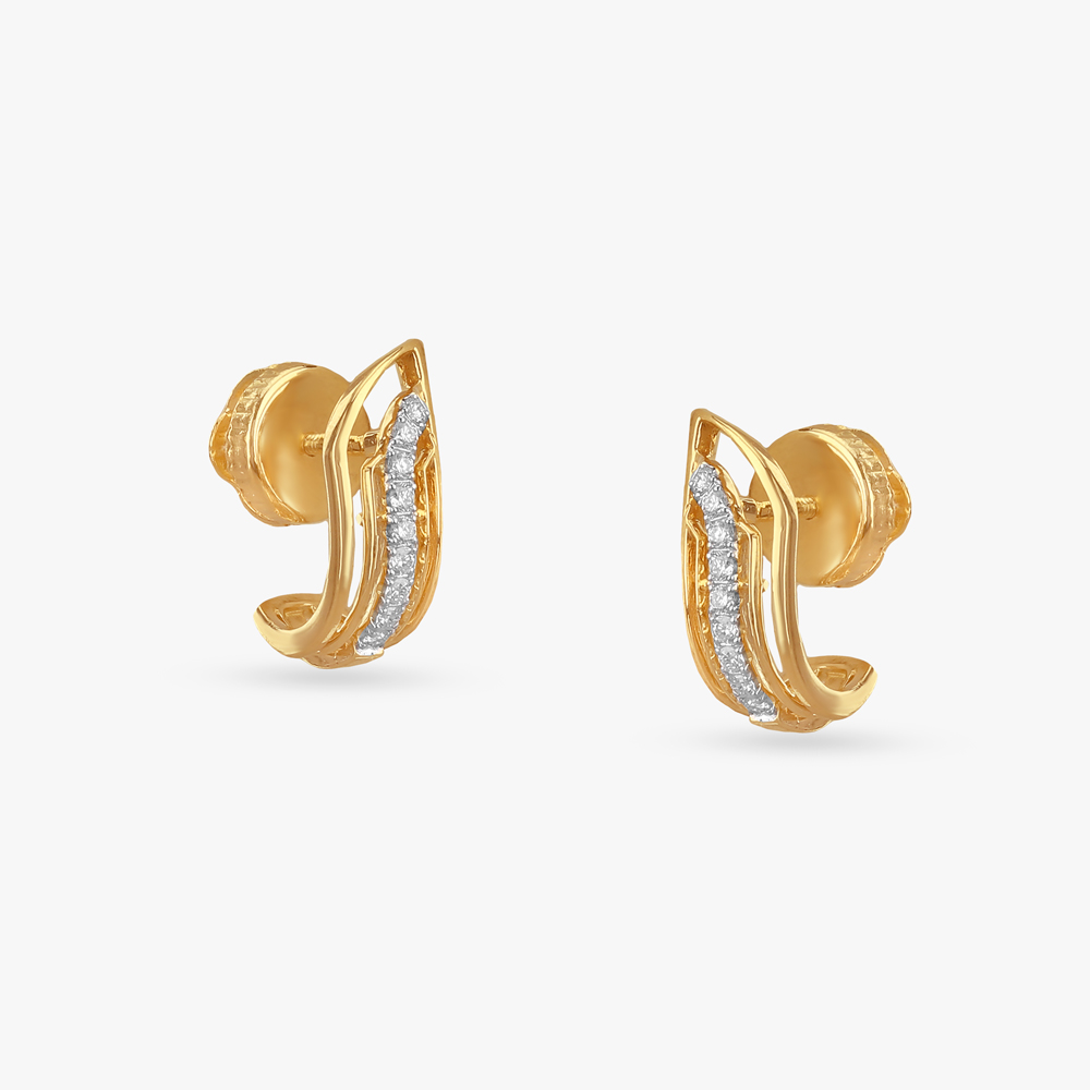 Geometric Cutout Diamond Hoop Earrings