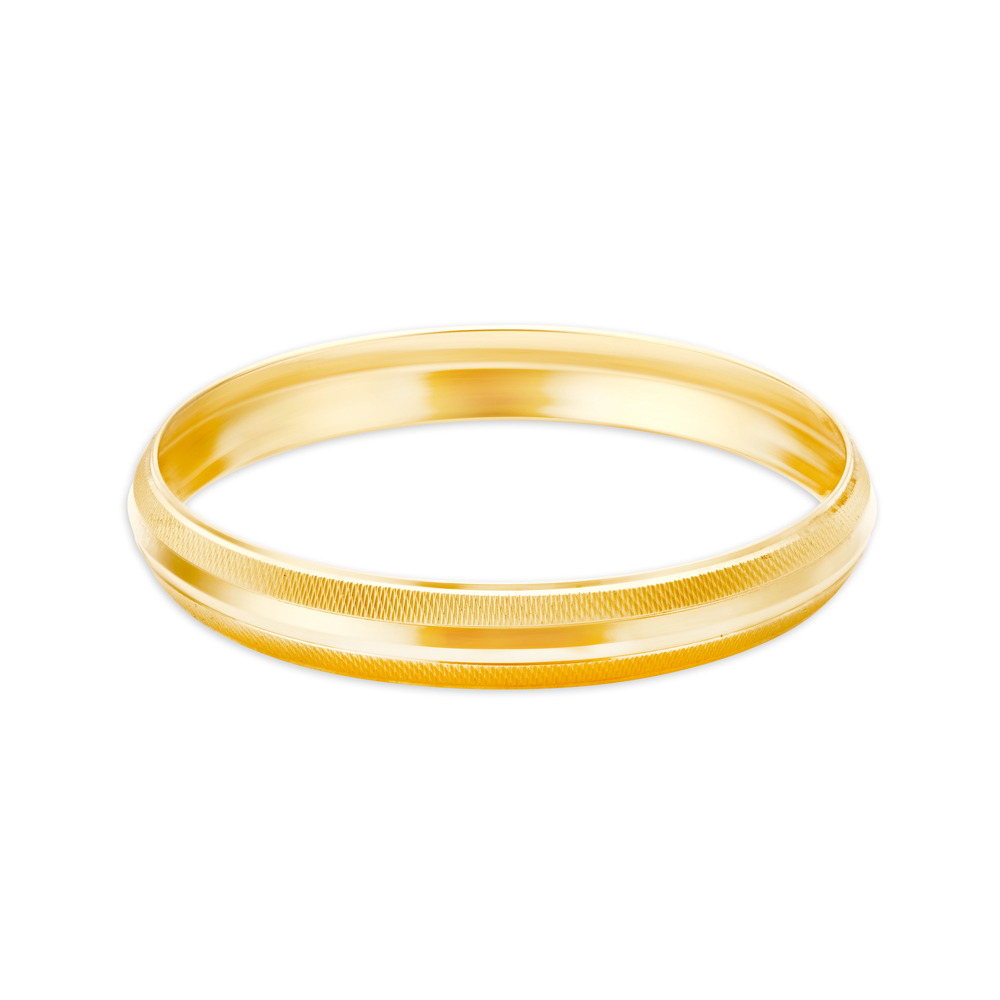 Marvelous Yellow Gold Ridged Bangle