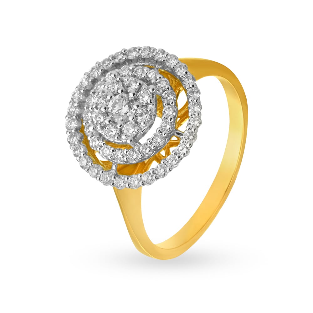 Spangled 18 Karat White And Rose Gold And Diamond Cluster Ring