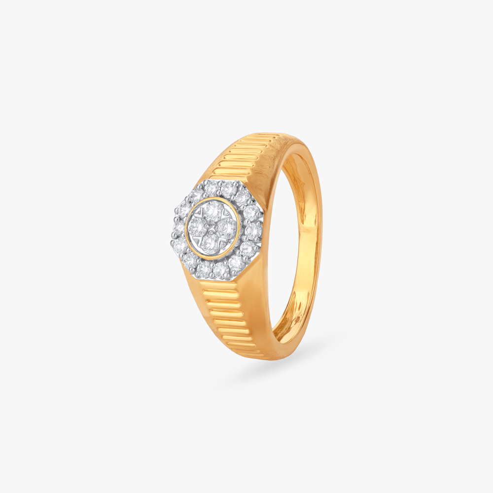 Refined Octagon Diamond Finger Ring for Men