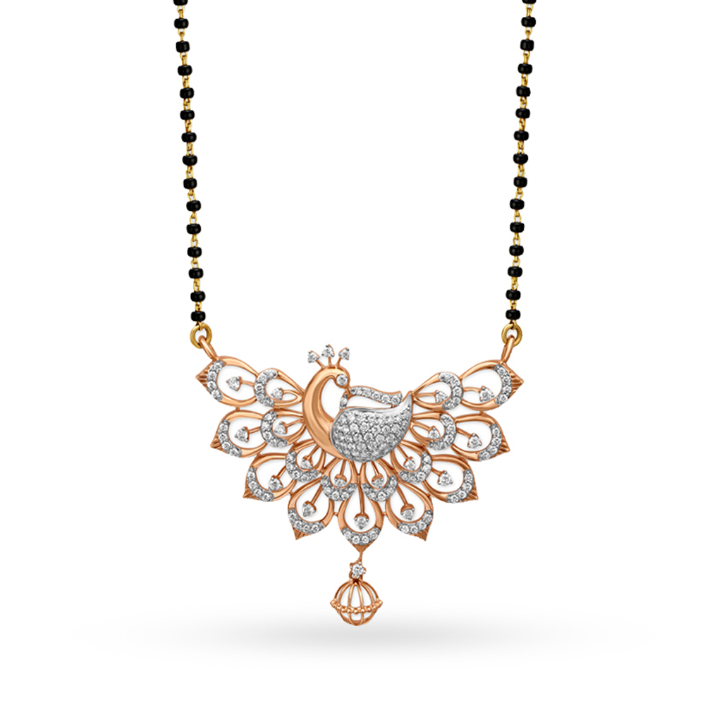 Splendid Peacock Diamond Mangalsutra in Rose Gold