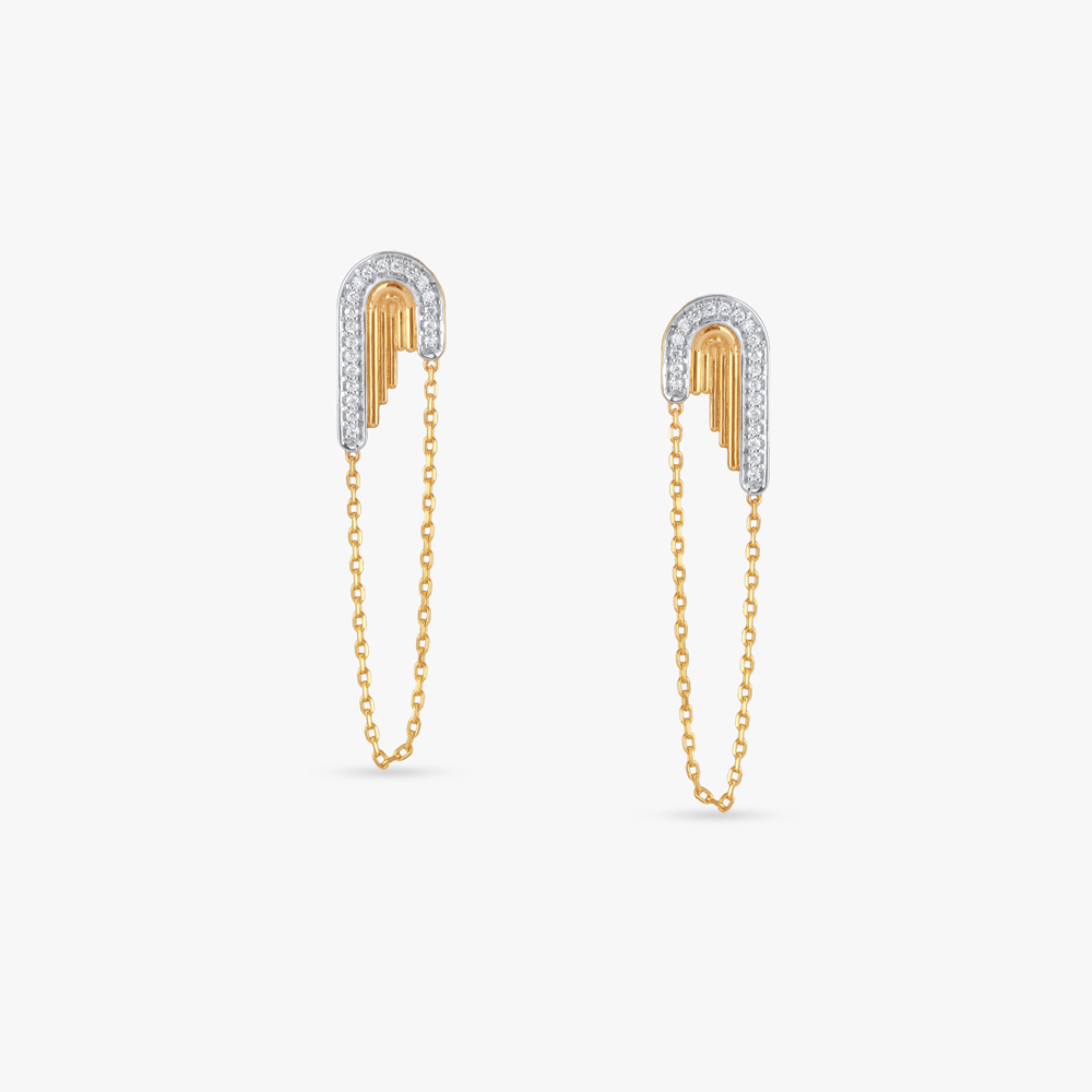 Modern Flow Diamond Drop Earrings