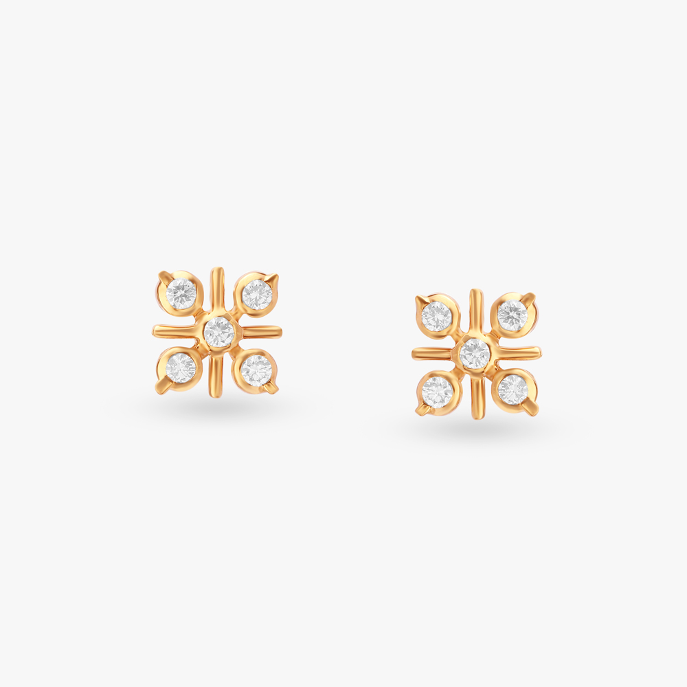 Cross Diamond Stud Earrings