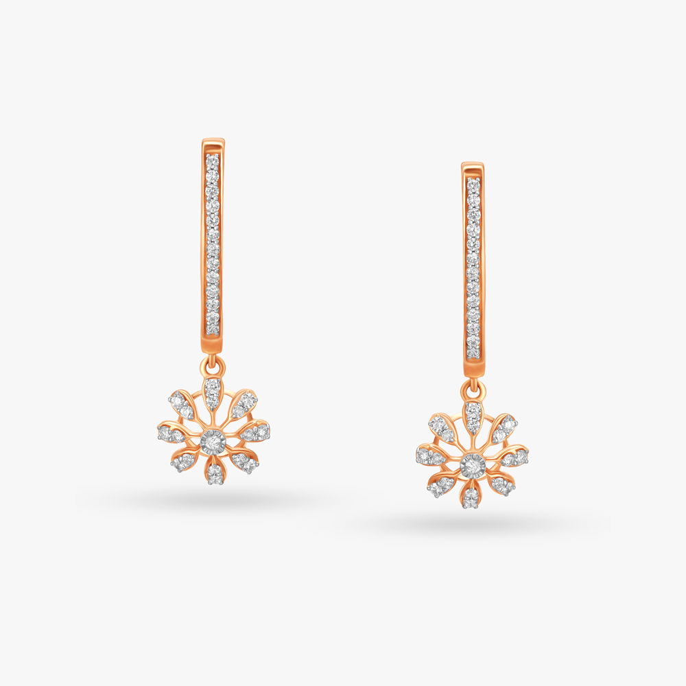 Dazzling Floral Diamond Drop Earrings