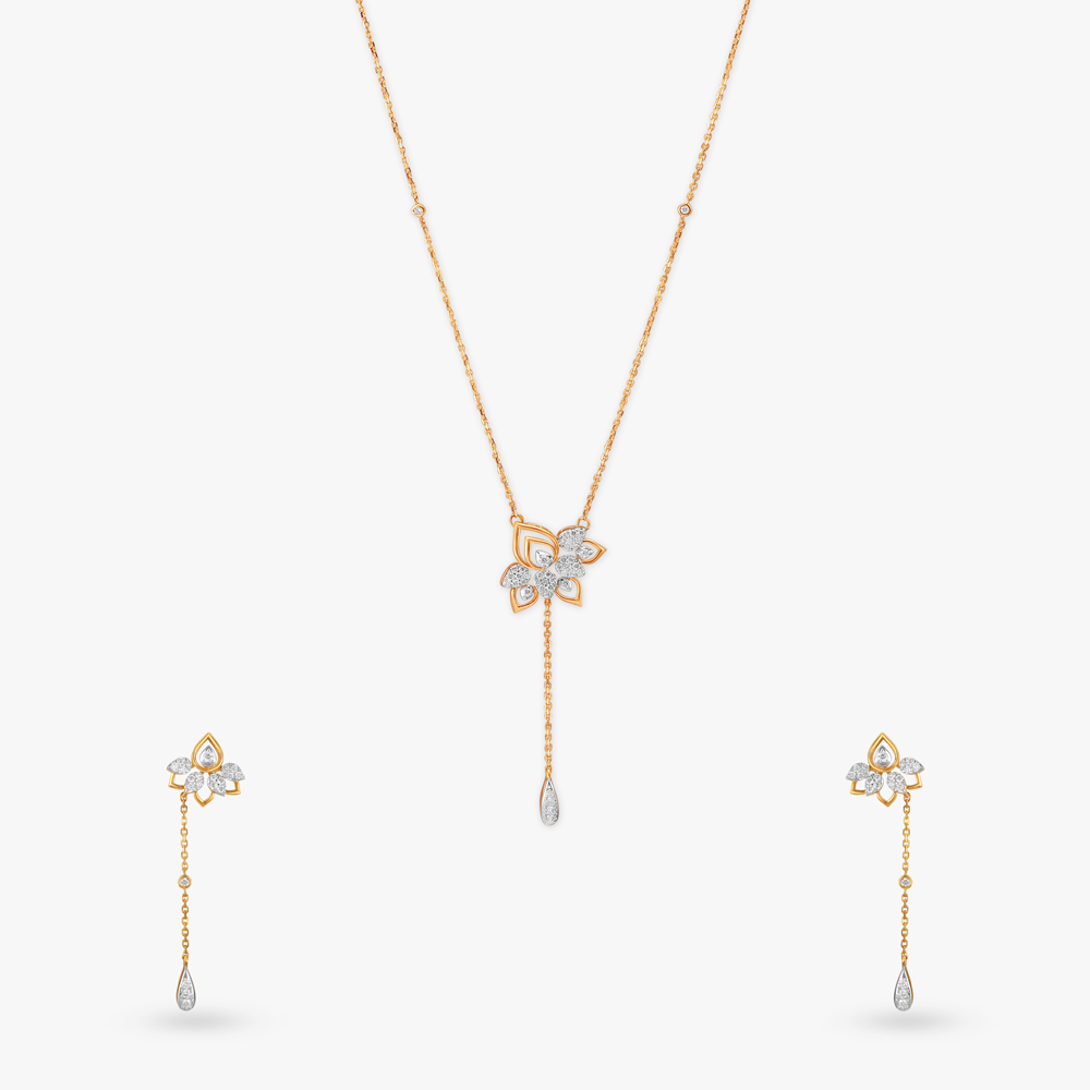 Lotus Cascade Diamond Necklace Set