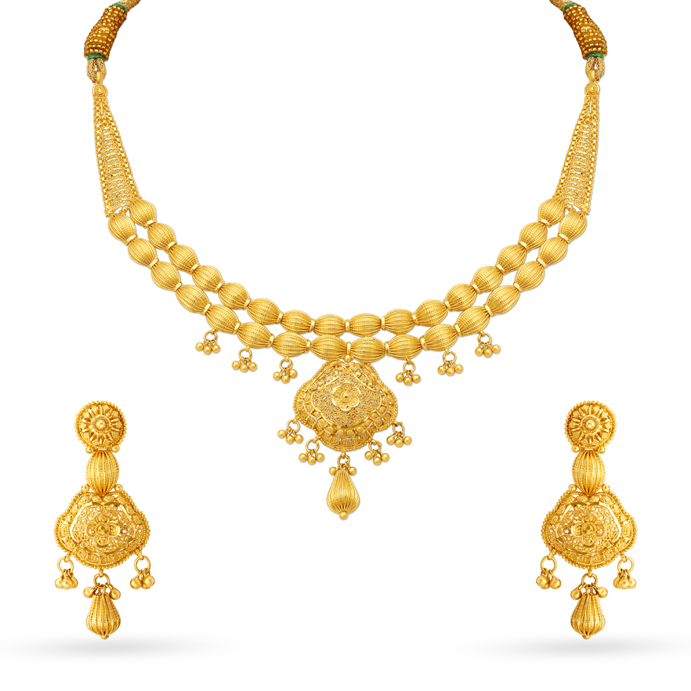 Timeless Beaded Gold Necklace Set