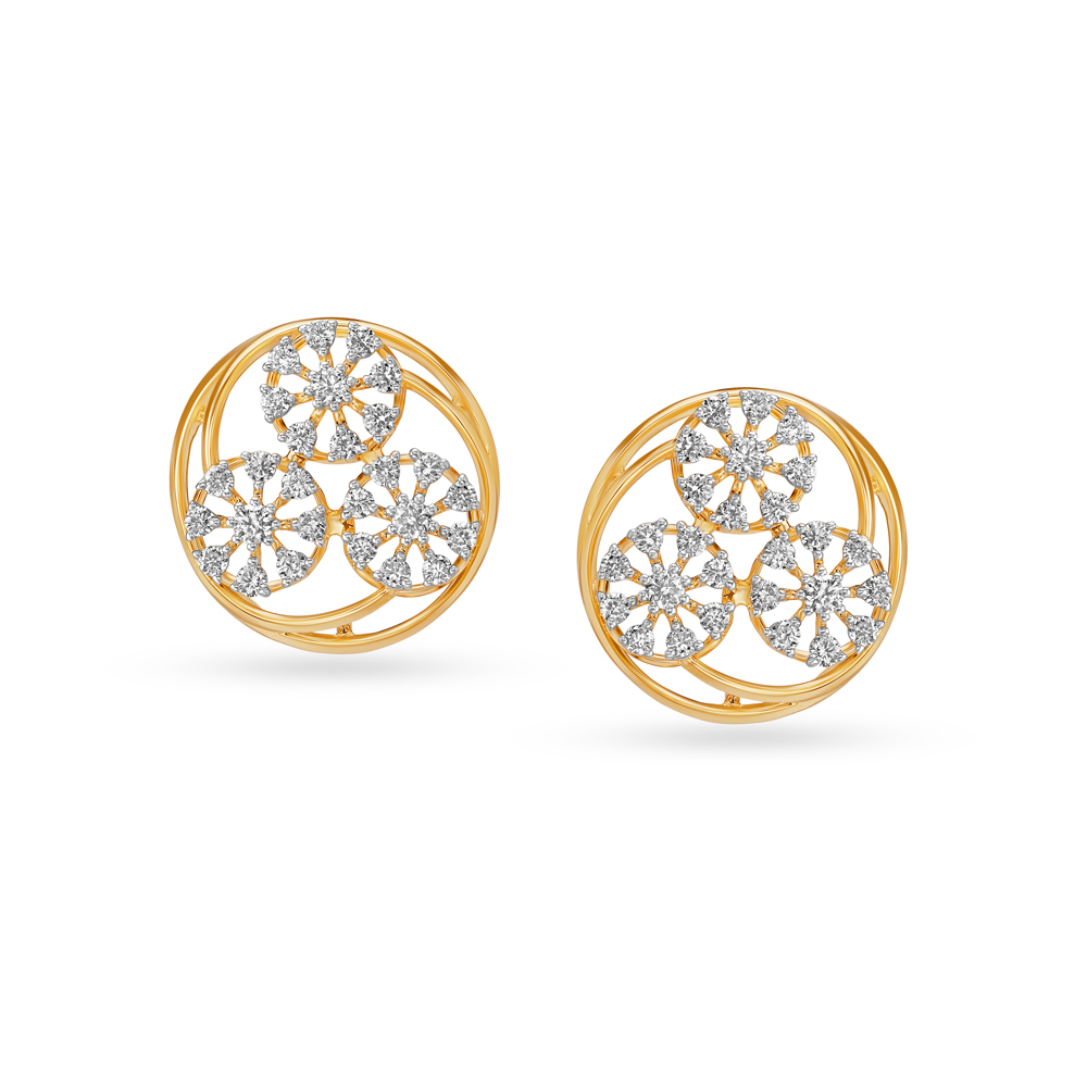 Fancy Floral Diamond Stud Earrings