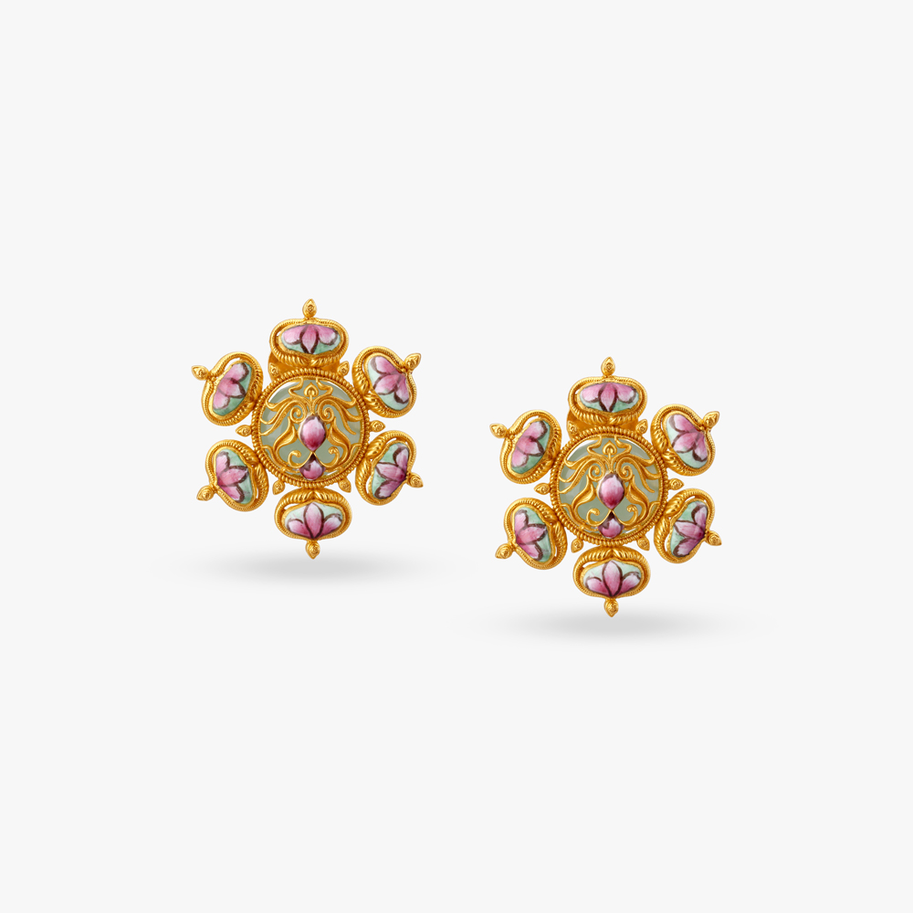 

Floral Heritage Gold and Stone Stud Earrings