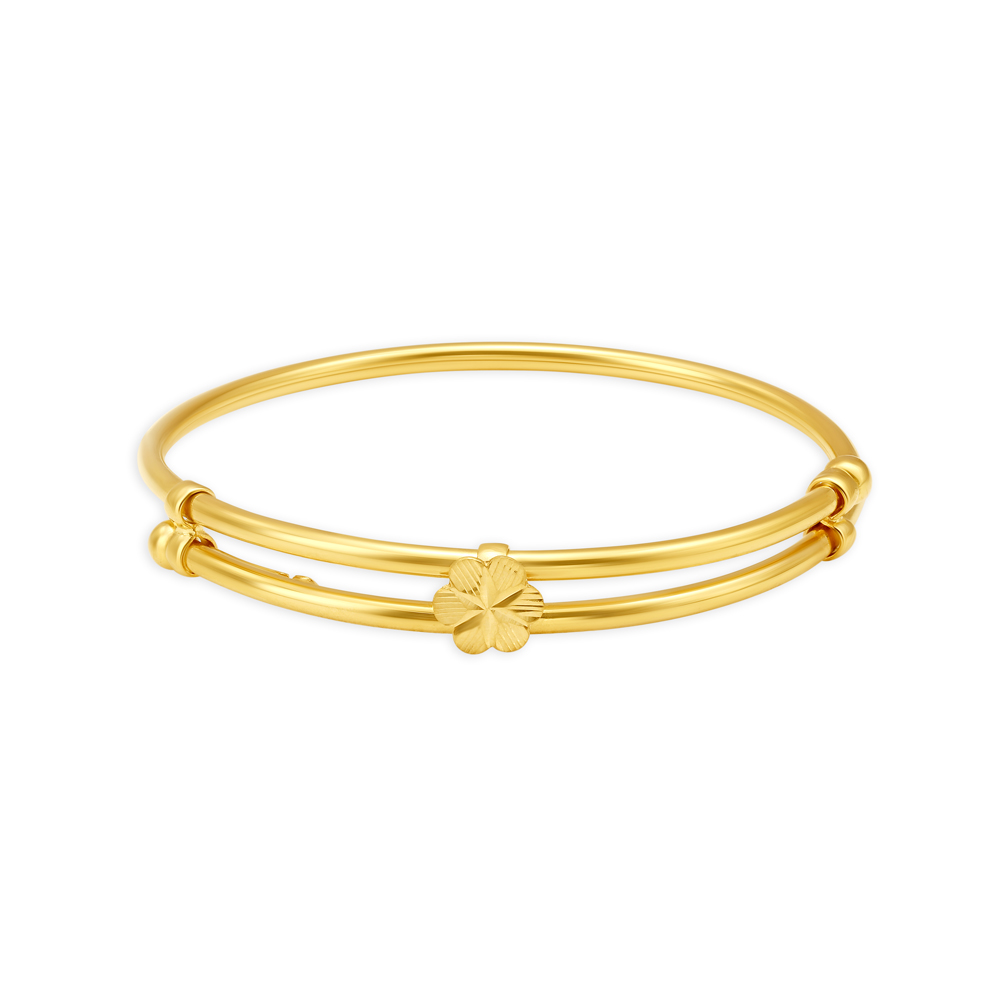 Delicate 22 Karat Yellow Gold Flower Bangle