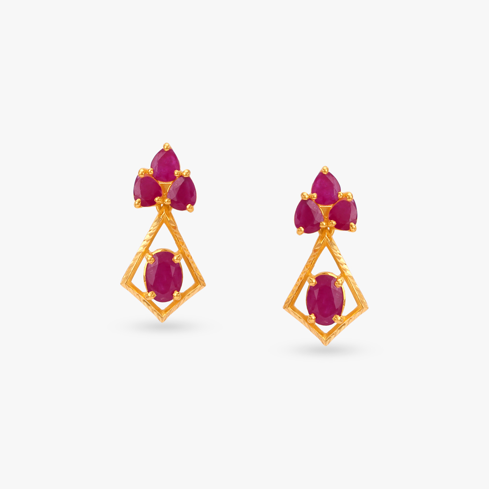 Ruby Crown Drop Earrings