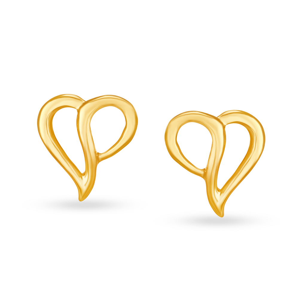 Petite 22 Karat Yellow Gold Heart Studs