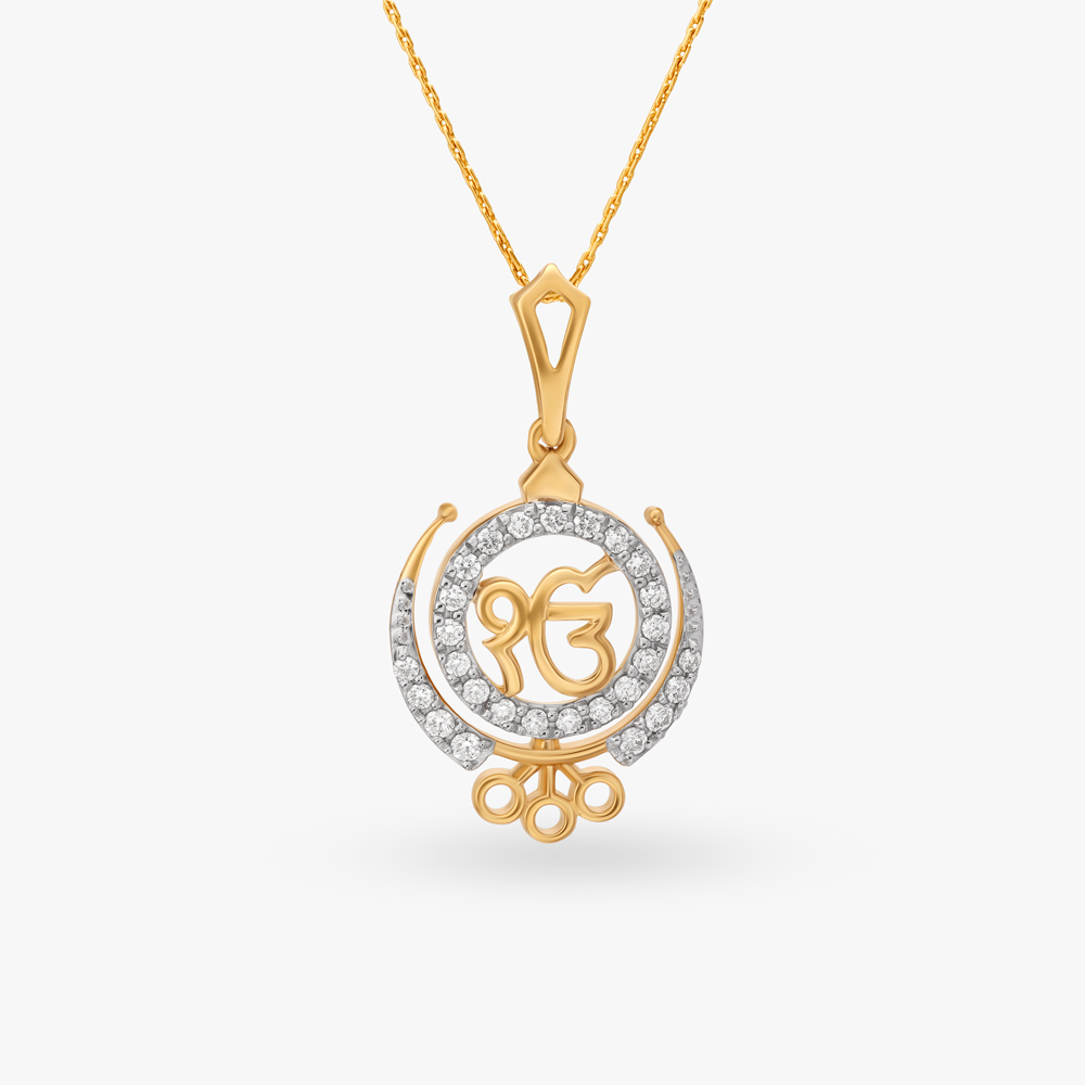 Sacred Statement Ik Onkar Diamond Pendant