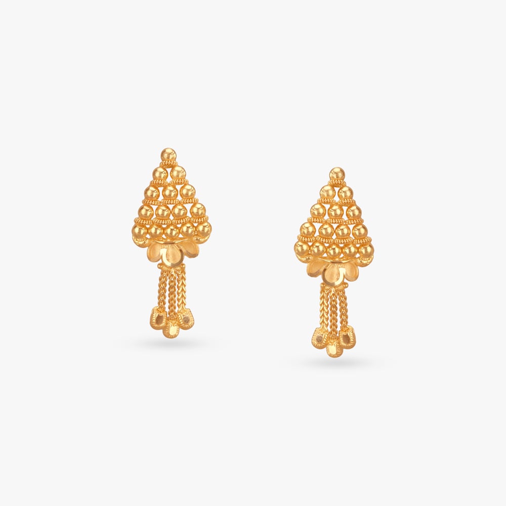 Gleaming Layers Gold Drop Earrings