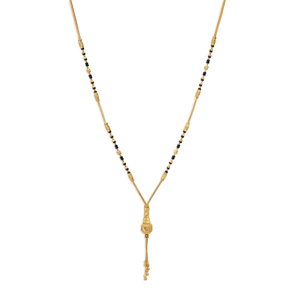 Refined Yellow Gold Bead Charm Mangalsutra