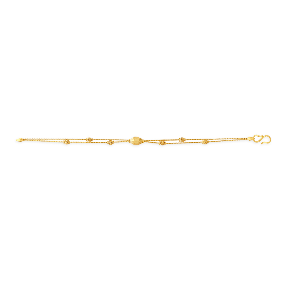 Delicate Yellow Gold Carved Bead Bracelet