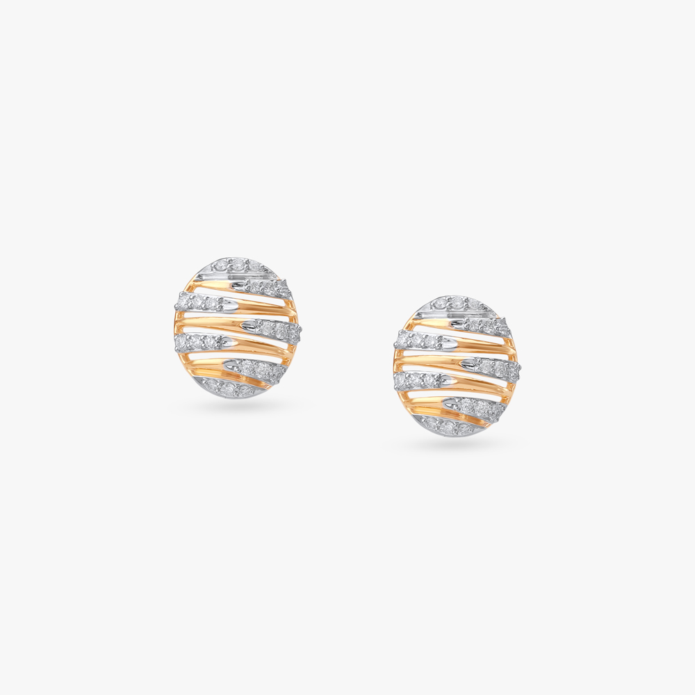 Trendy Stripe Diamond Stud Earrings